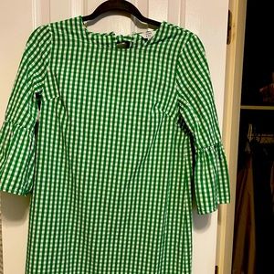 Stylish green & white checked dress with back tie